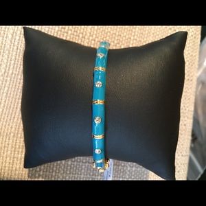 Beautiful blue enamel bracelet w/ inset crystals